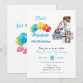 4th birthday photo collage number 4男の子 招待状 (正面/裏面)