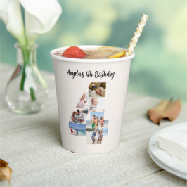 4th Birthday Photo Collage Number 4 Paper Cups 紙コップ