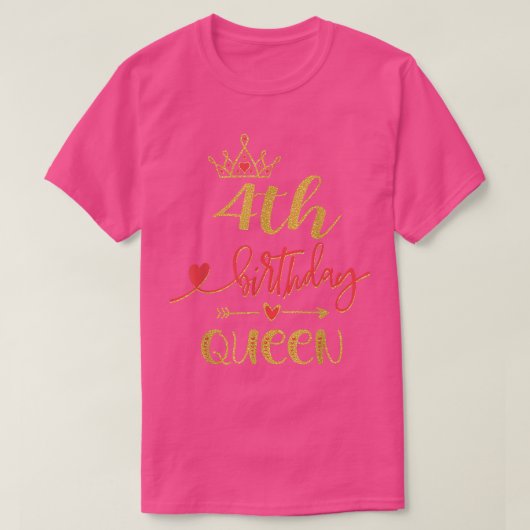 4th Birthday Queen 4 Years Old Girls Bday Themed  Tシャツ (デザイン正面)