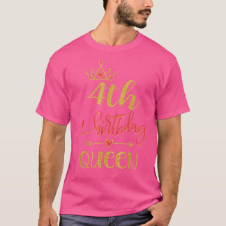 4th Birthday Queen 4 Years Old Girls Bday Themed Tシャツ