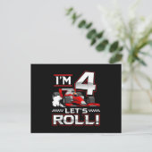 4th Birthday Race Car 4歳Let's  案内ポストカード (スタンド正面)