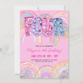 4th Birthday Rainbow Invitation 招待状 (正面)
