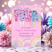 4th Birthday Rainbow Invitation 招待状