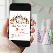 4th Birthday Ready Four a Pawty Puppy Dog Theme 招待状