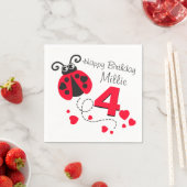 4th birthday red ladybug napkinsという女の子 スタンダードカクテルナプキン (インサイチュ)