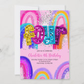 4th Birthday Sequin Rainbow Party Invitation 招待状 (正面)