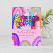 4th Birthday Sequin Rainbow Party Invitation 招待状 (スタンド正面)