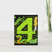 4th Birthday Snake Lizard Reptile 4 Year Old Party カード (正面)