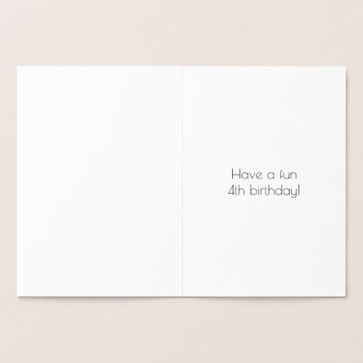 4th Birthday toアールデコスタイル「4」と名前をカスタムする 箔カード (内部)