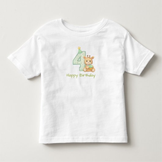 4th Birthday Toddler T-Shirt Cute Bear Birthday  トドラーTシャツ (正面)