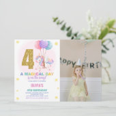 4th Birthday Unicorn誕生日招待状写真 招待状 (スタンド正面)