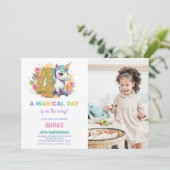 4th Birthday Unicorn誕生日招待状写真 招待状 (スタンド正面)
