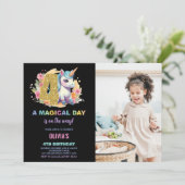 4th Birthday Unicorn誕生日招待状写真 招待状 (スタンド正面)