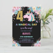 4th Birthday Unicorn誕生日招待状 招待状 (スタンド正面)