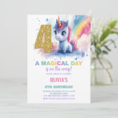 4th Birthday Unicorn誕生日招待状 招待状 (スタンド正面)