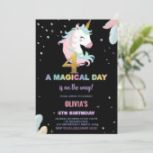 4th Birthday Unicorn誕生日招待状 招待状 (スタンド正面)