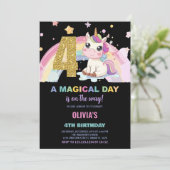 4th Birthday Unicorn誕生日招待状 招待状 (スタンド正面)