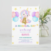 4th Birthday Unicorn誕生日招待状 招待状 (スタンド正面)
