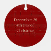 4th Day of Christmas Four Calling Birds メタルオーナメント (裏面)