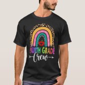 4th Fourth Grade Crew Rainbow Leopard Teacher Back Tシャツ (正面)
