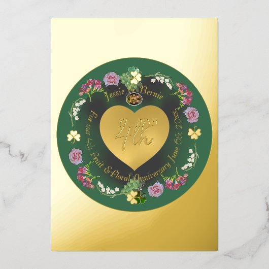 4th Fruit & Floral Anniversary Foil Invite Card 箔シーズンカード (正面)