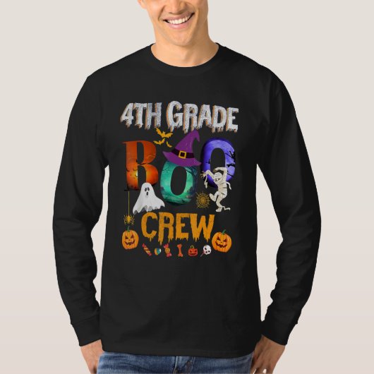 4th Grade Boo Crew Teacher Student  Halloween Cost Tシャツ (正面)