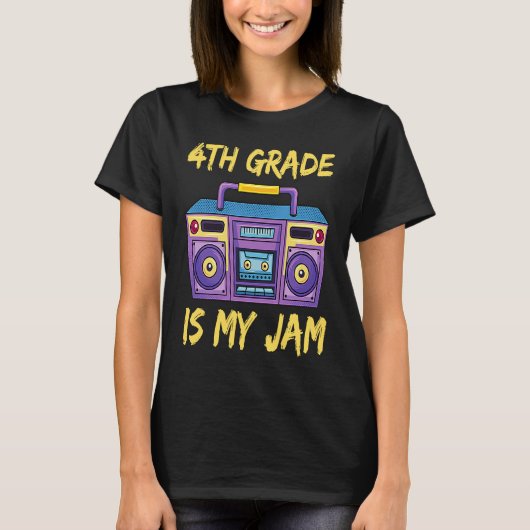 4th Grade Is My Jam School Retro 80s Boombox Stude Tシャツ (正面)
