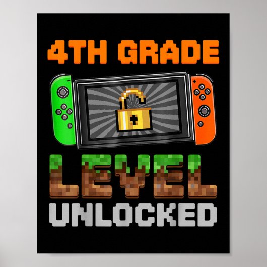 4th Grade Level Unlocked Pixel Game First Day Boy  ポスター (正面)