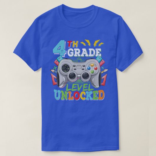 4th Grade Level Unlocked Video Game Back to School Tシャツ (デザイン正面)