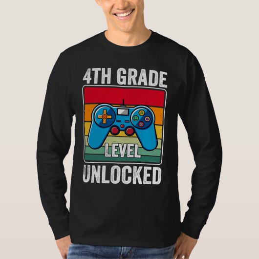 4th Grade Level Unlocked Video Game Back to School Tシャツ (正面)