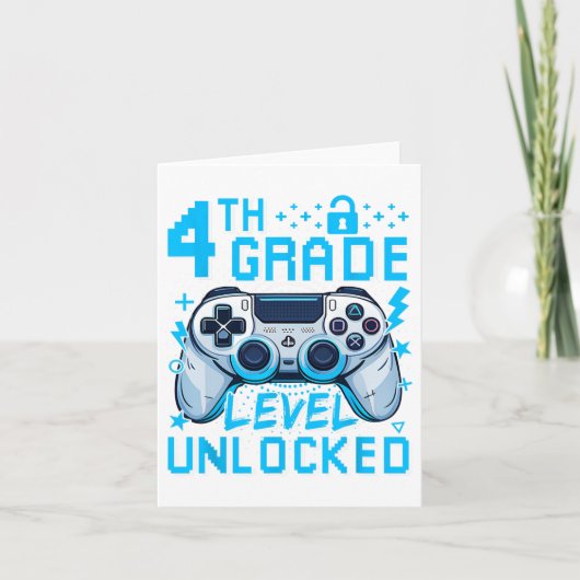 4th Grade Level Unlocked Video Game First Day Boy  カード (正面)