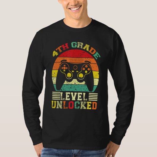 4th Grade Level Unlocked Video Gamer Back to Schoo Tシャツ (正面)