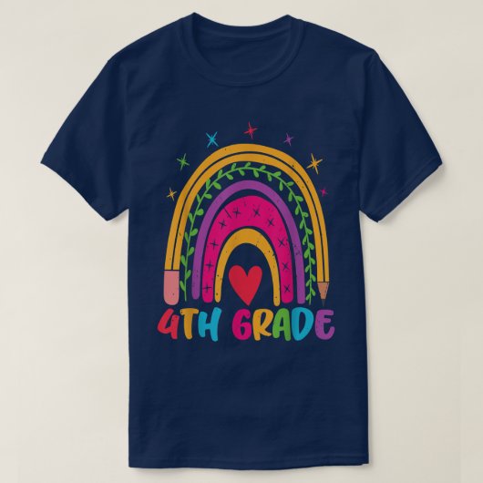 4th Grade Rainbow Teacher Student Back To School Tシャツ (デザイン正面)