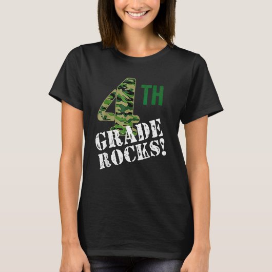 4th Grade Rocks Camo Fourth Grader Back To School  Tシャツ (正面)