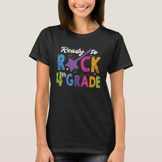 4th Grade School Ready to Rock Fourth Back to Scho Tシャツ (正面)