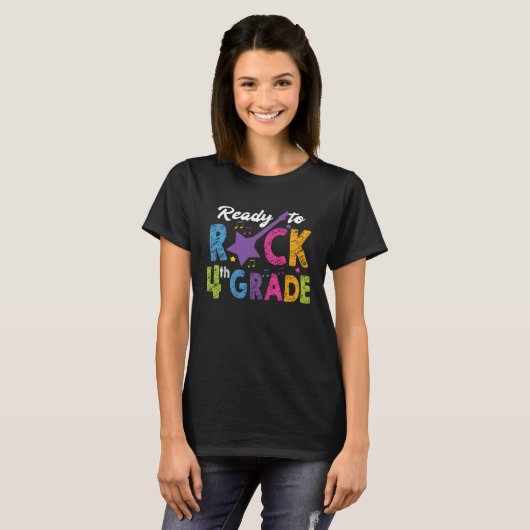 4th Grade School Ready to Rock Fourth Back to Scho Tシャツ (正面フル)