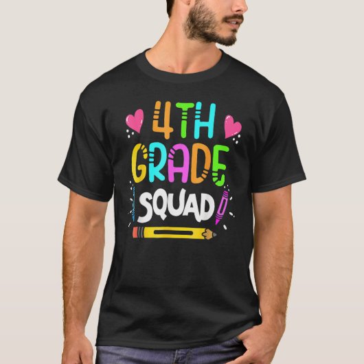 4th Grade Squad Fourth Teacher Student Team Back T Tシャツ (正面)