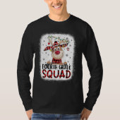 4th Grade Squad Plaid Reindeer Santa Hat Teacher C Tシャツ (正面)
