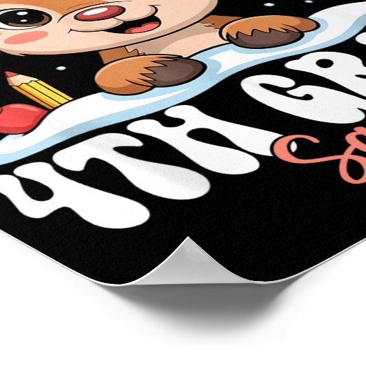 4th Grade Squad Reindeer Christmas Lights Cute Win ポスター (角)