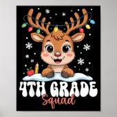 4th Grade Squad Reindeer Christmas Lights Cute Win ポスター (正面)