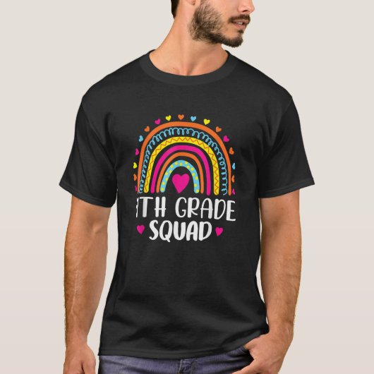 4th Grade Squad Teacher Student Rainbow 100th Day  Tシャツ (正面)