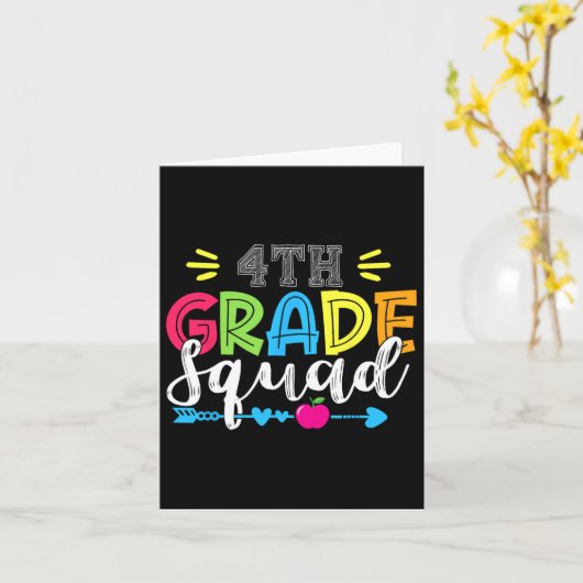 4th Grade Squad Team Back To School Teacher Studen カード (黄色い花)