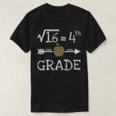4th Grade Square Root of 16 Math Leopard Back to s Tシャツ (デザイン正面)