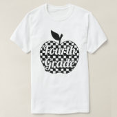4th Grade Teacher Checkered Apple Tシャツ (デザイン正面)