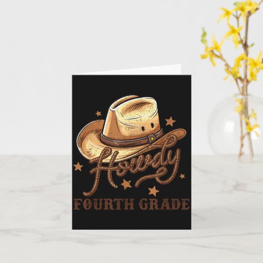 4th Grade Teacher Rodeo Country Western Howdy Four カード (黄色い花)