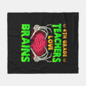 4th Grade Teacher Skeleton Heart Hands Halloween L フリースブランケット (正面(横))