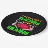 4th Grade Teacher Skeleton Heart Hands Halloween L ペーパープレート (アングル)