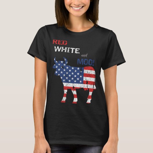 4th+Julyの面白い農家の牛 Tシャツ (正面)