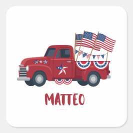 4th+July+カスタムピックアップトラックステッカー スクエアシール