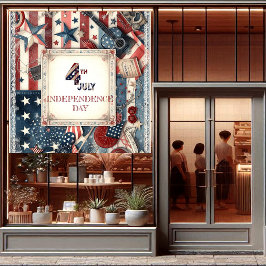 4th July 独立記念日 シャビー シック スター ストライプ ウィンドウサイン